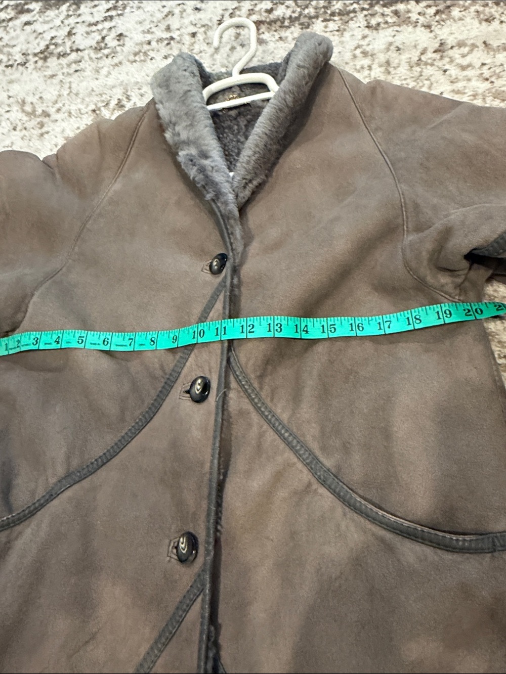 Wool-Lined Taupe Shearling Coat - Women's Long Winter Coat - Picture 4 of 8